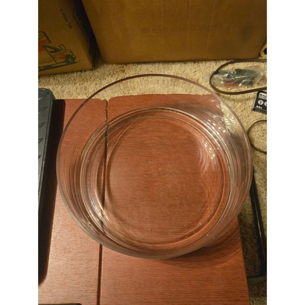 Clear Glass Cylinder Bowl Low Profile Round Centerpiece Vase Minimalist Decor